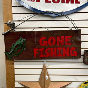 Metal "Gone Fishing" Wall Art